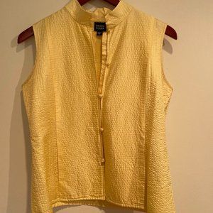 Pale yellow button up tank top